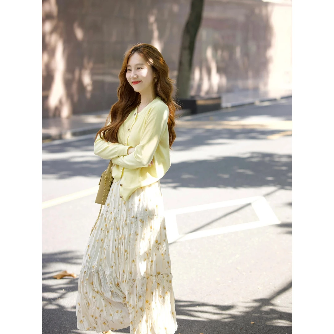 2024新款夏秋季休闲简约气质针织衫上衣搭配半身裙裙子显瘦时尚