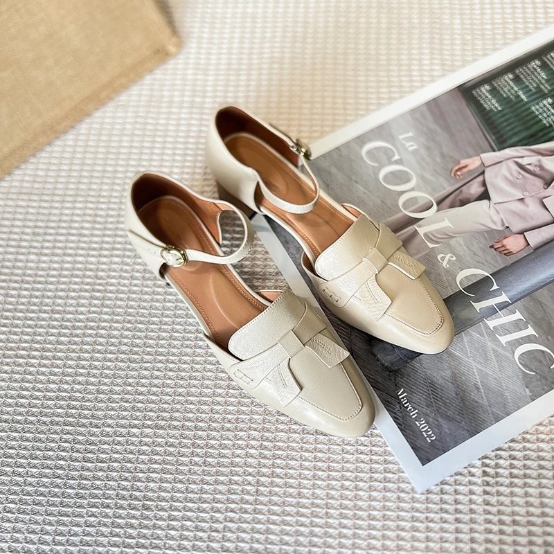 ReneChristine|33-41|4.5cm|夏季法式复古玛丽珍粗跟方头中跟凉鞋