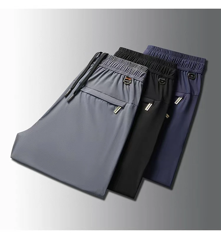 AMN金标三口袋重工波浪纹夏季冰丝休闲裤24020