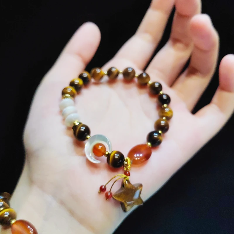 虎眼石红玛瑙贝壳手串