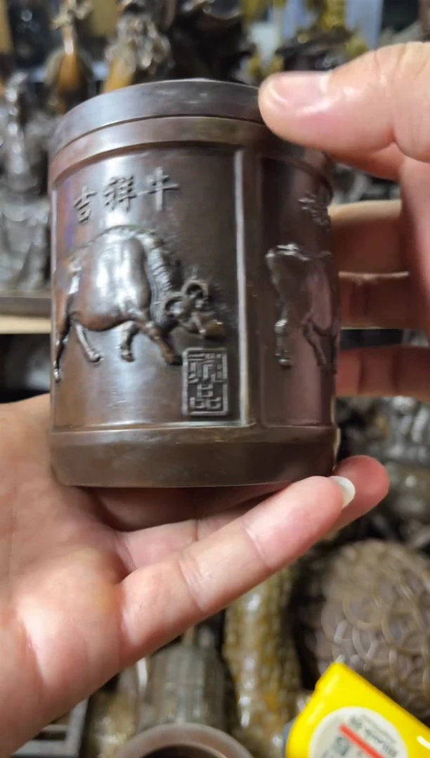 【闪购商品】铜五牛茶罐案台摆件  物品摆件