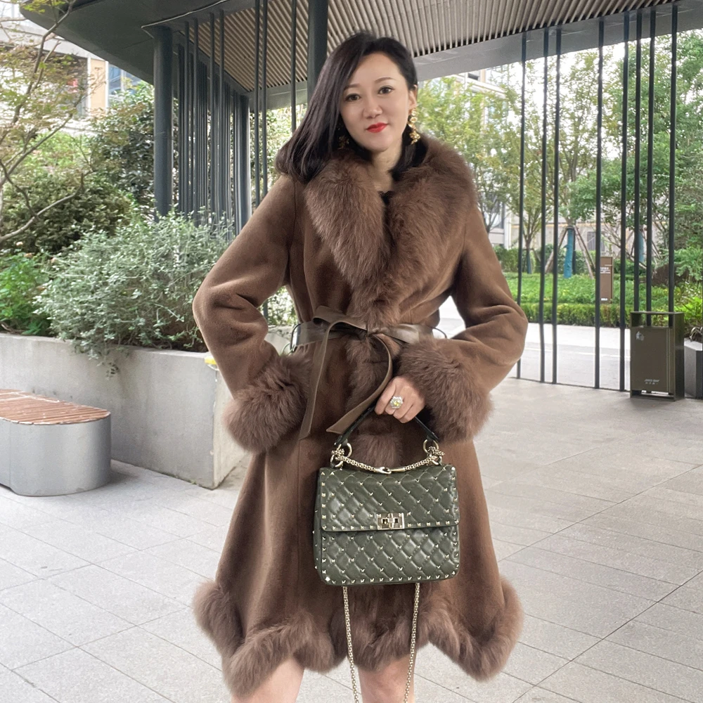 【优优】冬季外套2024新款洋气保暖狐狸毛大衣中长款女装气质百搭款