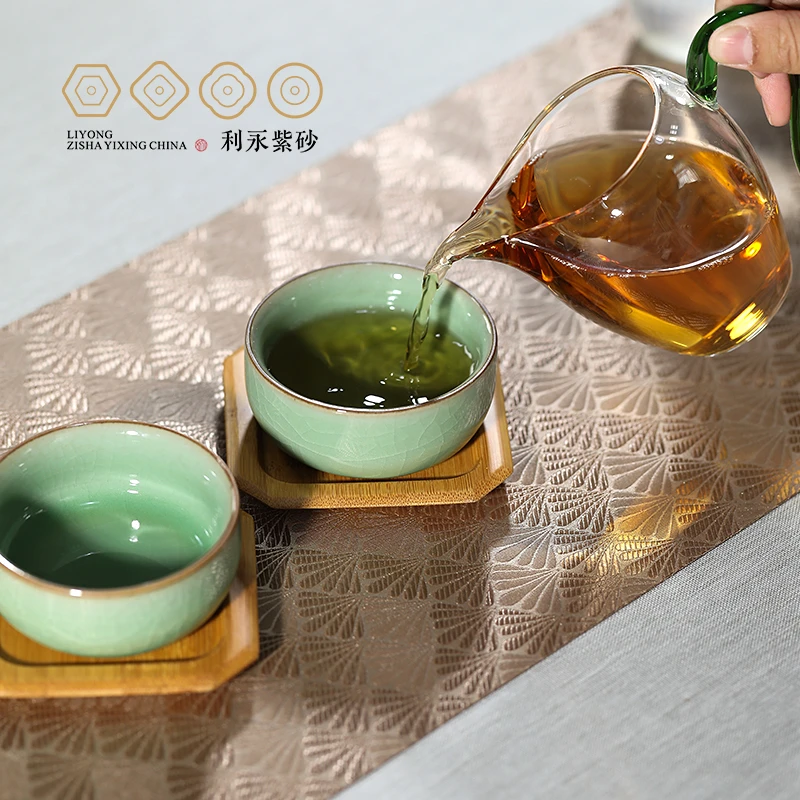 百年利永梅沁杯主人杯哥窑梅子青茶杯大容量家用高档手工中式