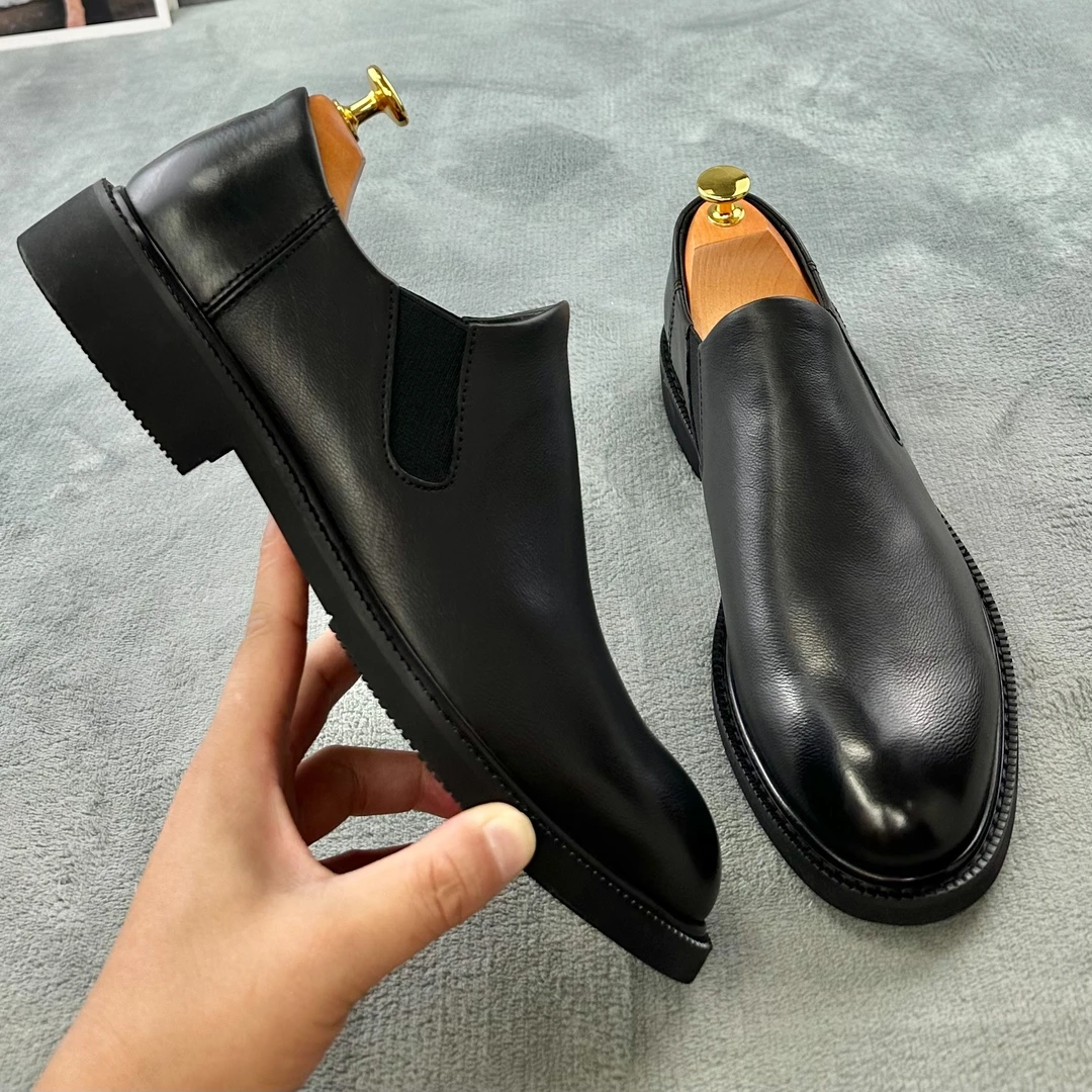 男鞋男士皮鞋时尚百搭黑色真皮商务复古潮流厚底英伦风秋冬BF3701