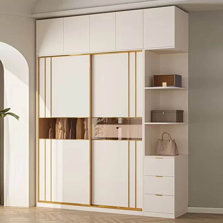 轻奢衣柜家用卧室现代简约小户型主卧组装出租房推拉门衣橱柜子