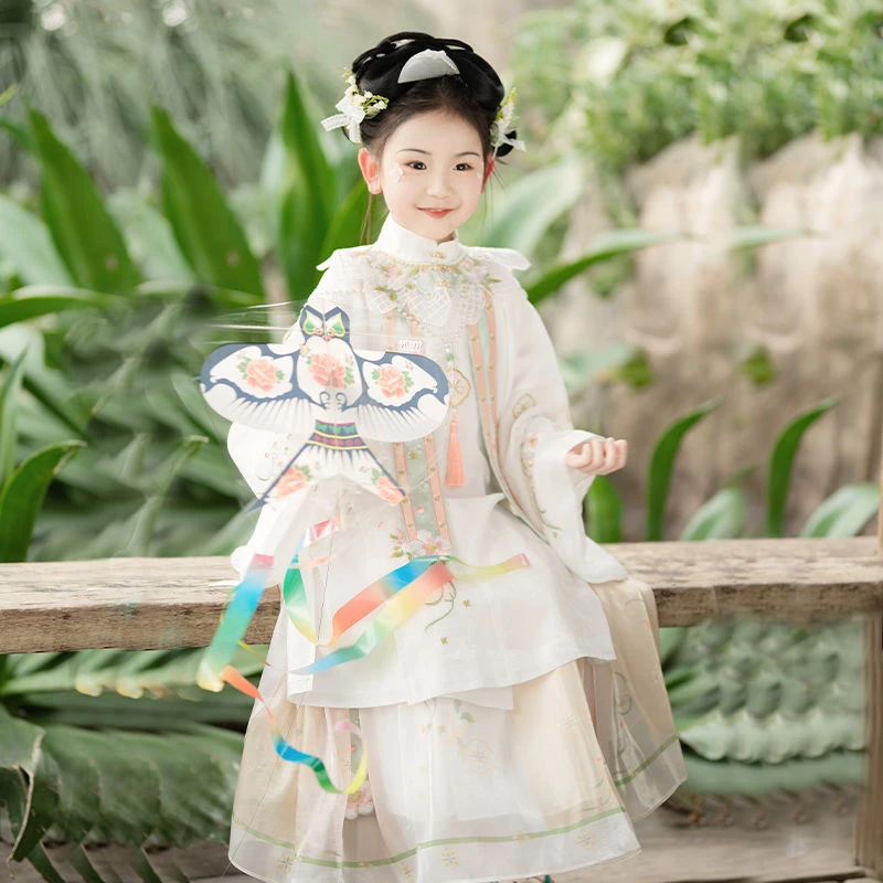 儿童女童汉服秋季新款明制云肩古风超仙童装中国风小女孩公主古装