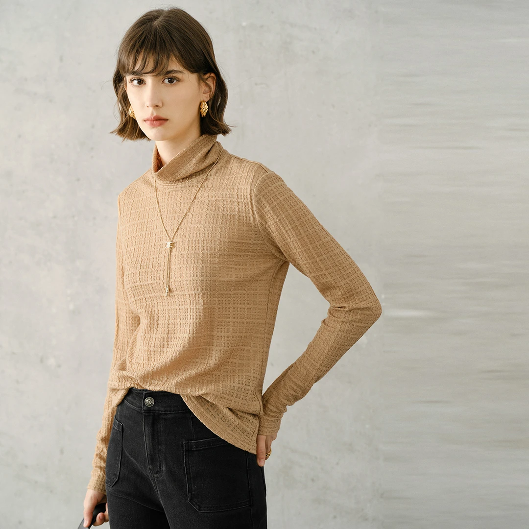 颜域绵羊毛简约针织衫女2025新款秋季优雅通勤打底衫