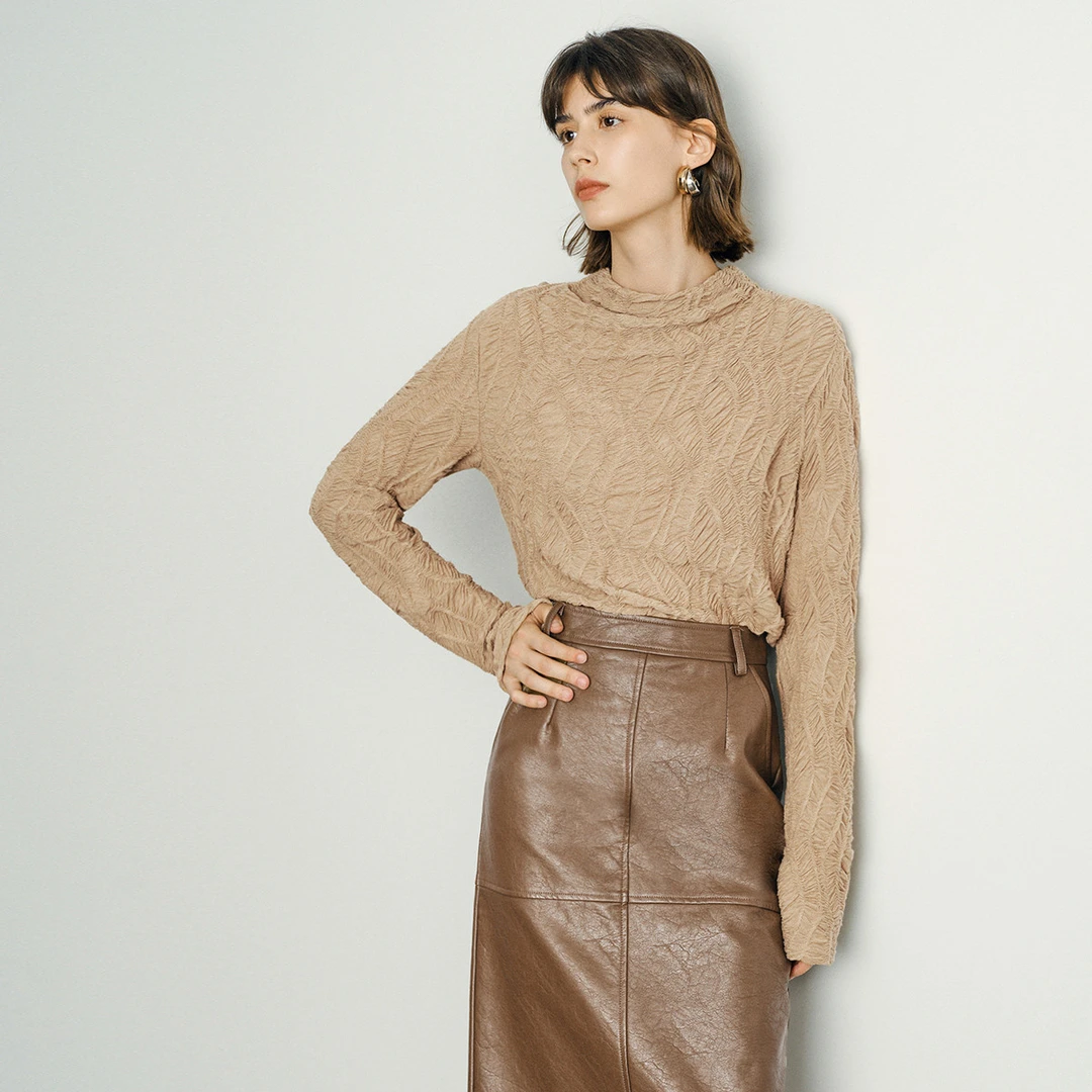 【黎老板专属】知性通勤半高领打底衫女2025简约宽松上衣小衫长袖