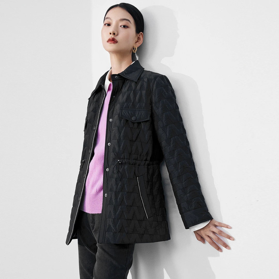 颜域百搭复古翻领棉衣外套女冬装通勤女士加厚棉服女05W212111