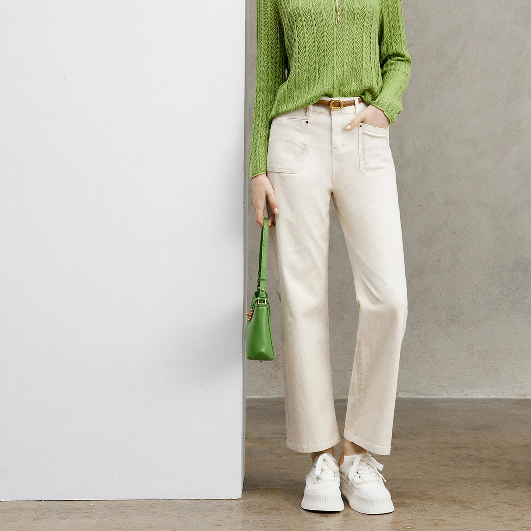 颜域高腰阔腿裤女2025春秋装通勤百搭长款休闲裤1178