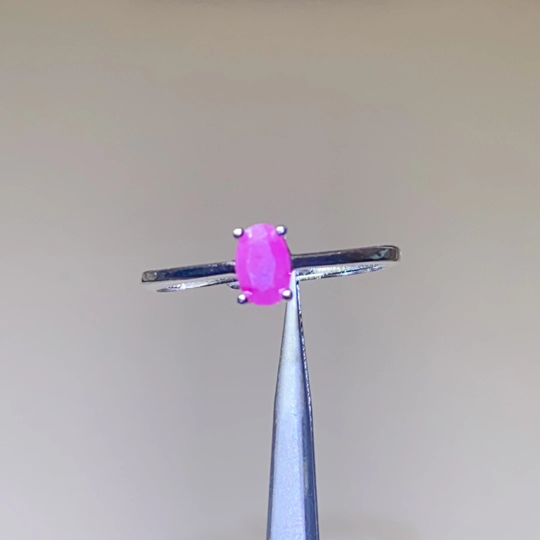 3.【高宝彩宝】天然简约款粉蓝宝戒指S925