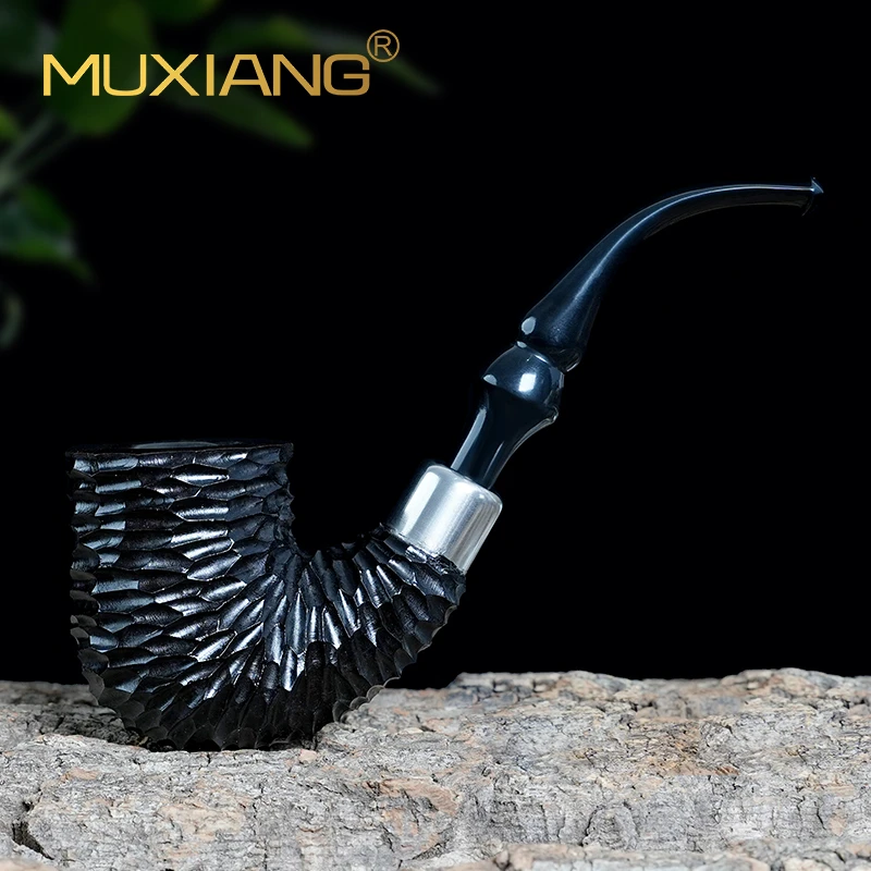 MUXIANG/木香石楠木烟斗手工雕刻匈牙利大弯斗老式过滤男士专用具