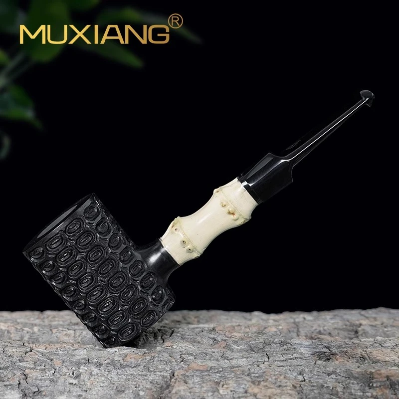 MUXIANG/木香进口石楠木烟斗男士手工竹节雕刻锤子斗传统老式烟具