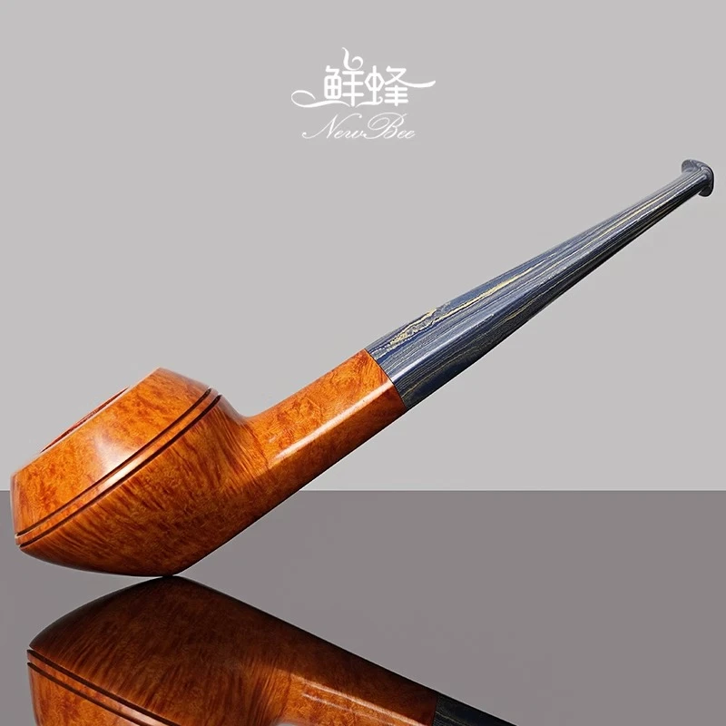NEW BEE/鲜蜂石楠木烟斗男士牛头犬飞碟斗直柄手工实木传统烟具