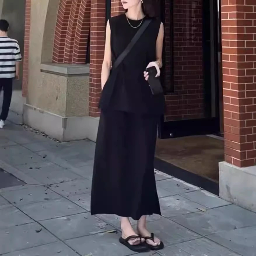 2024夏季新款气质无袖不规则上衣休闲时尚宽松百搭半身裙显瘦洋气