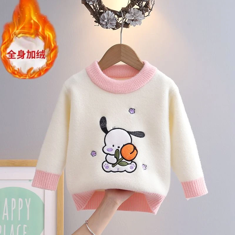 女童冬季毛衣2023秋冬装新款加厚儿童打底衫小女孩洋气中童针织衫