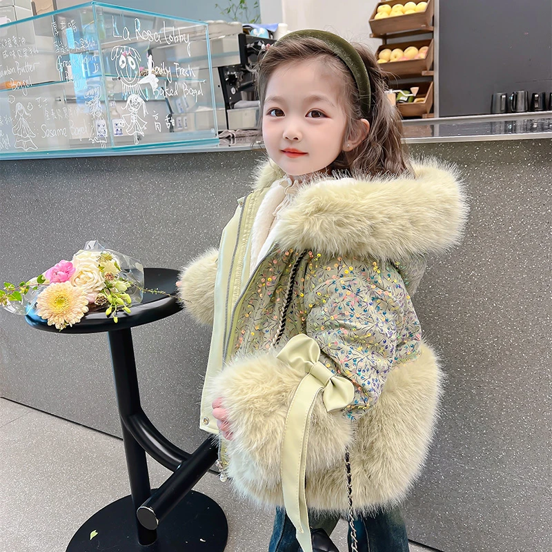 女童外套秋冬款2025新款洋气儿童冬装加厚毛毛衣宝宝冬季上衣洋气