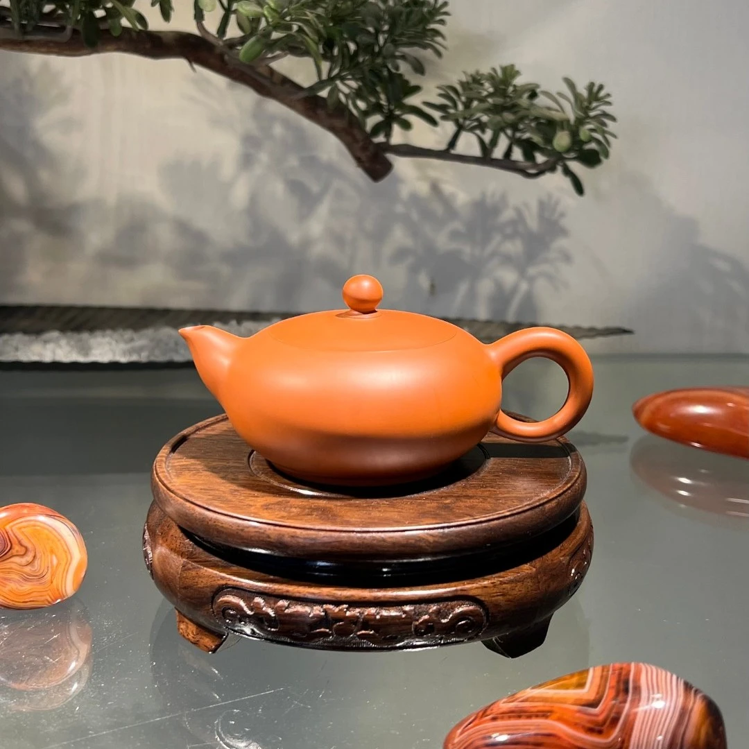 潮州朱泥手拉壶章氏章维轩凤雏壶纯手工无添加原矿朱泥壶家用茶壶
