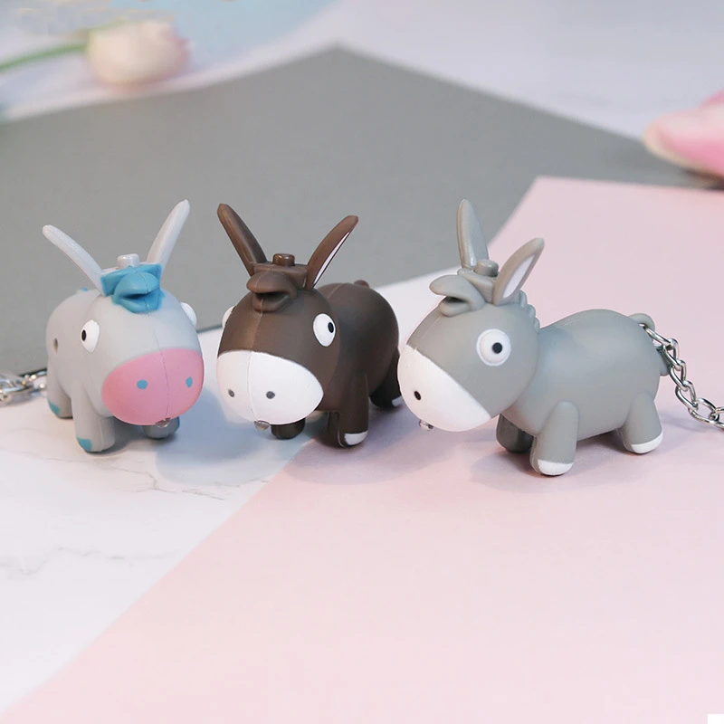发光发声小毛驴钥匙扣搞怪会驴叫挂件少女心闺蜜情侣书包创意礼物