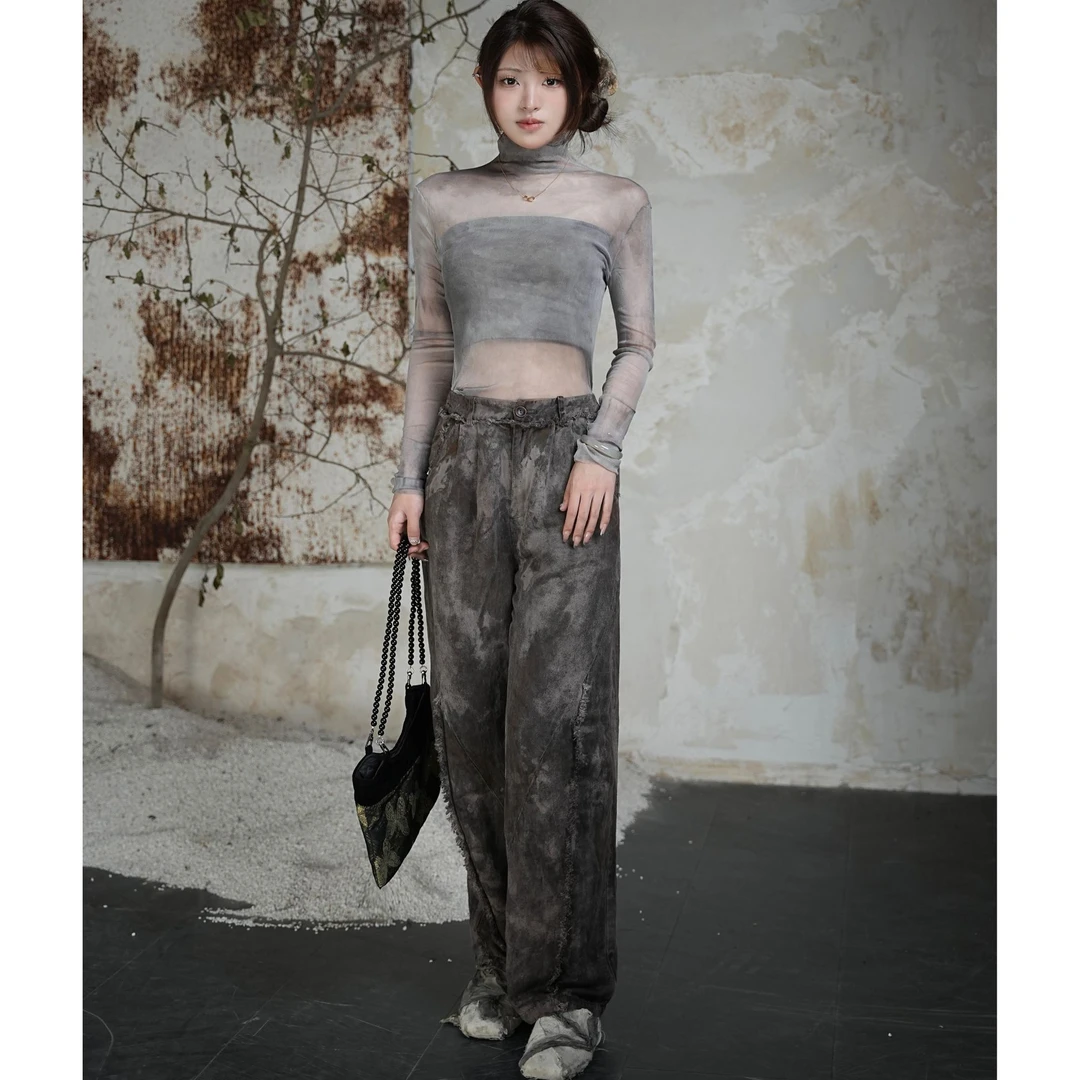 弥挲LL353019草木染原创设计省心穿搭宽松休闲百搭裤秋冬