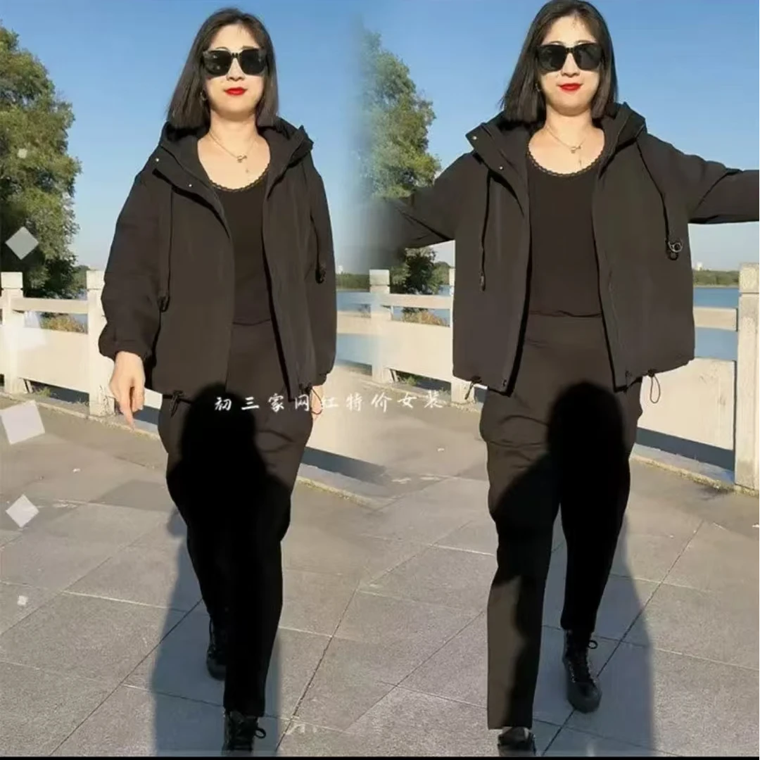 冬季新款派克加绒加厚棉服保暖拉链纯色外套