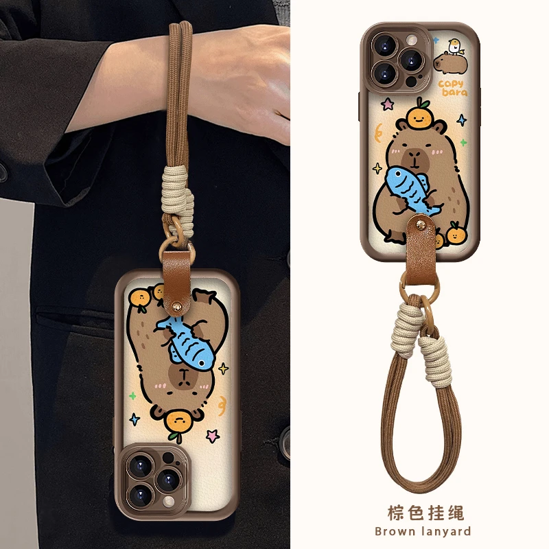 卡通可爱摸鱼卡皮巴拉适用苹果16/15华为vivo女oppo小米14手机壳