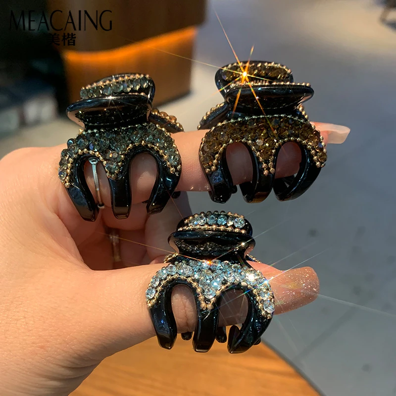 亚克力发饰 韩版简约气质镶嵌小抓夹固定神器马尾夹精致黑色发夹