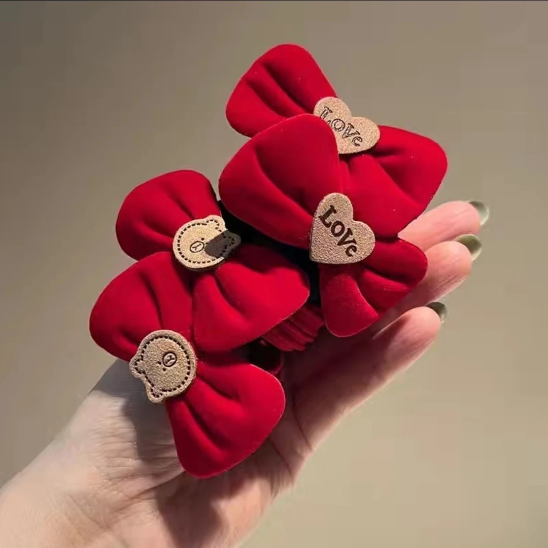 【首单0.1】丝绒蝴蝶结皮筋头饰发圈后脑勺氛围感爆款红色喜庆发饰