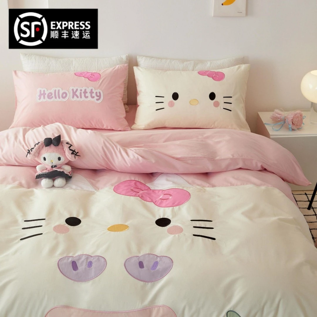 猫咪日记A类母婴级可爱全棉四件套少女心纯棉三件套