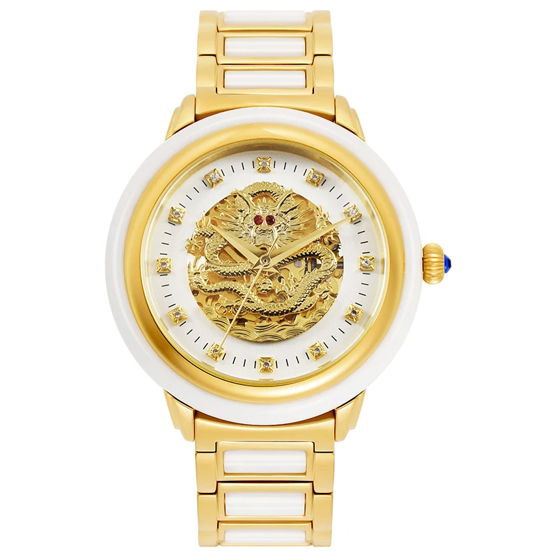 【中南专属】白玉龙王奢华镶钻/男士时尚防水夜光机械手表.