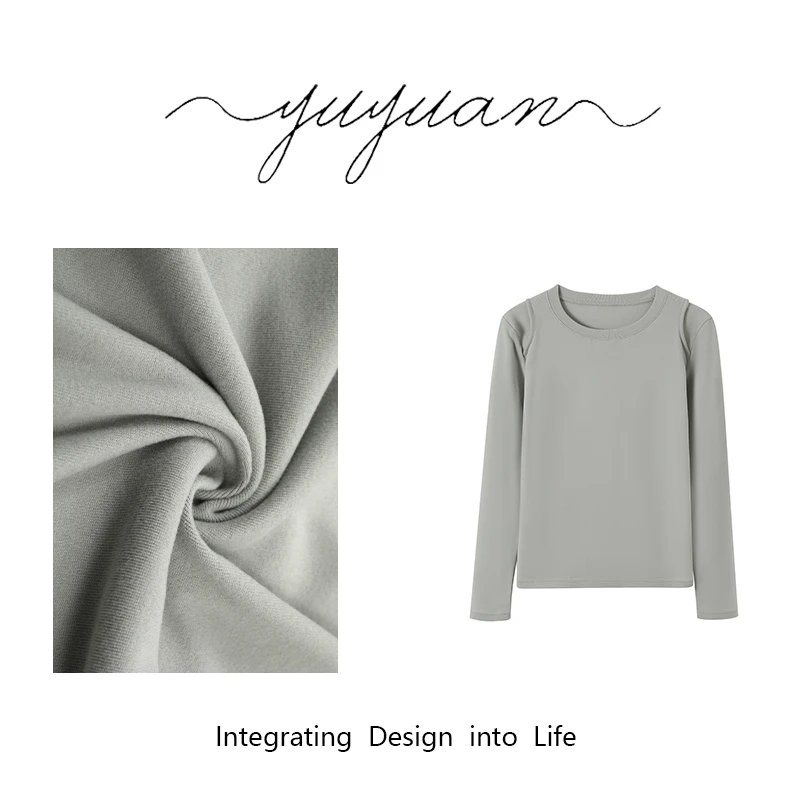 【媛宝】“打底神器”春秋款长袖时尚百搭休闲女士宽松圆领打底FS3379