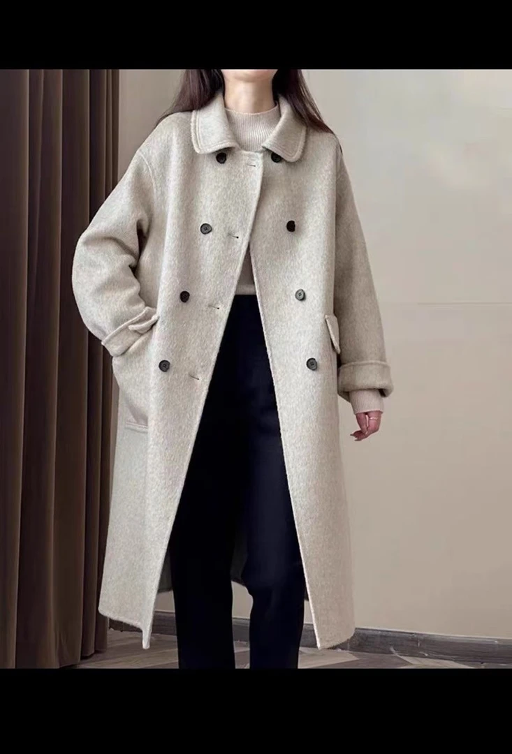 【长毛加厚】双面羊毛大衣女装外套秋冬新款网红气质时尚长款双面呢
