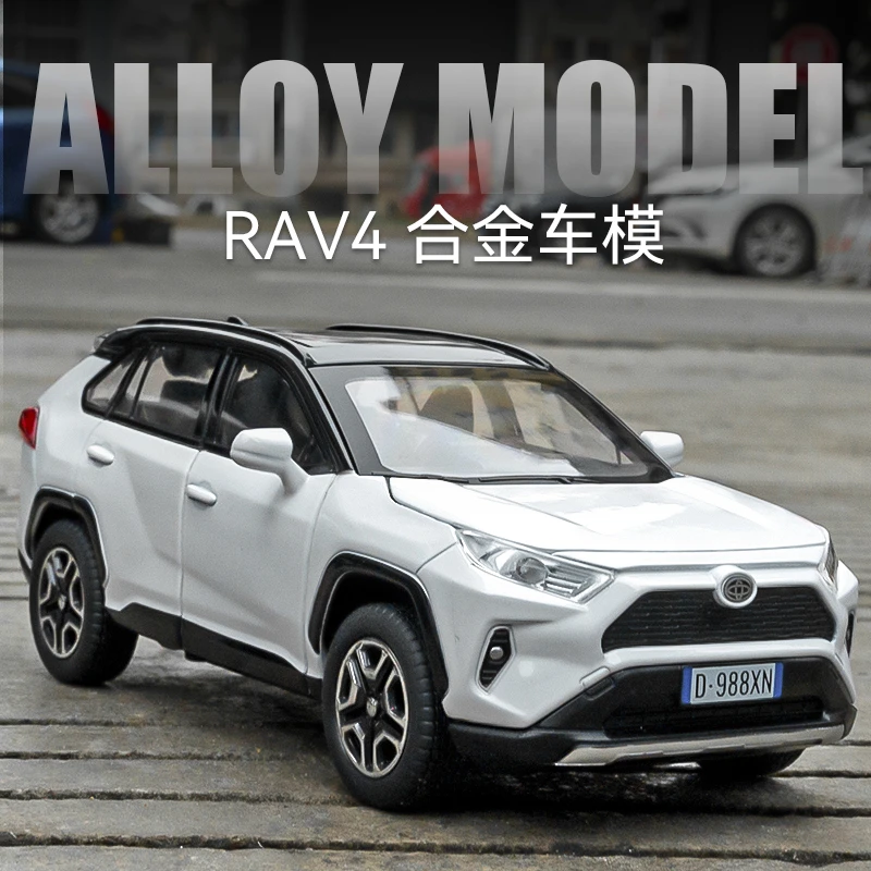 1/32丰田RAV4合金汽车模型荣放奇骏回力声光仿真玩具车六开门男孩