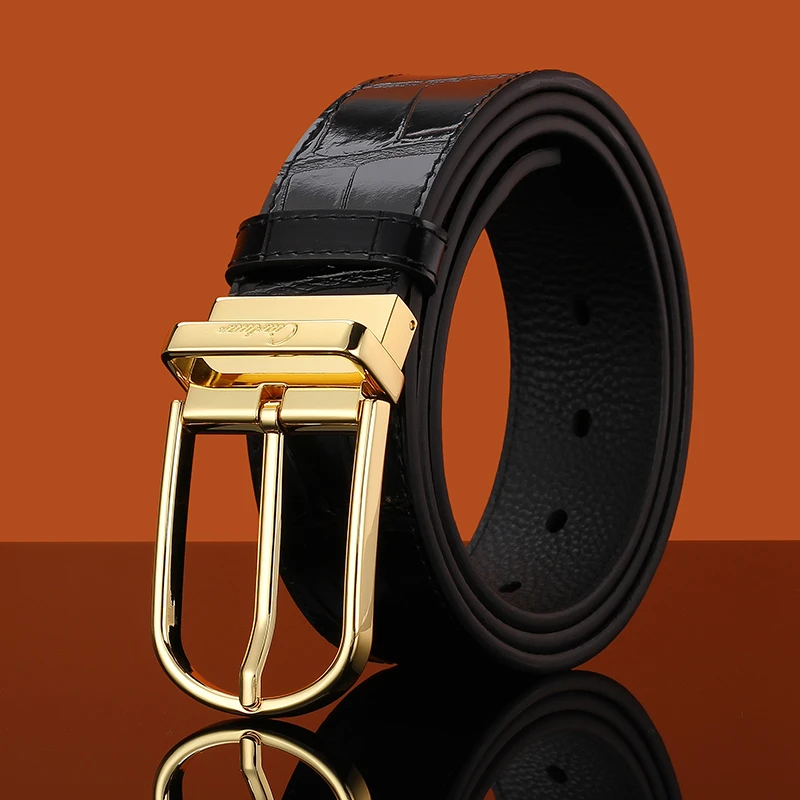【礼盒包装】轻奢男士休闲韩版针扣皮带真皮腰带新款2025鳄鱼纹百搭