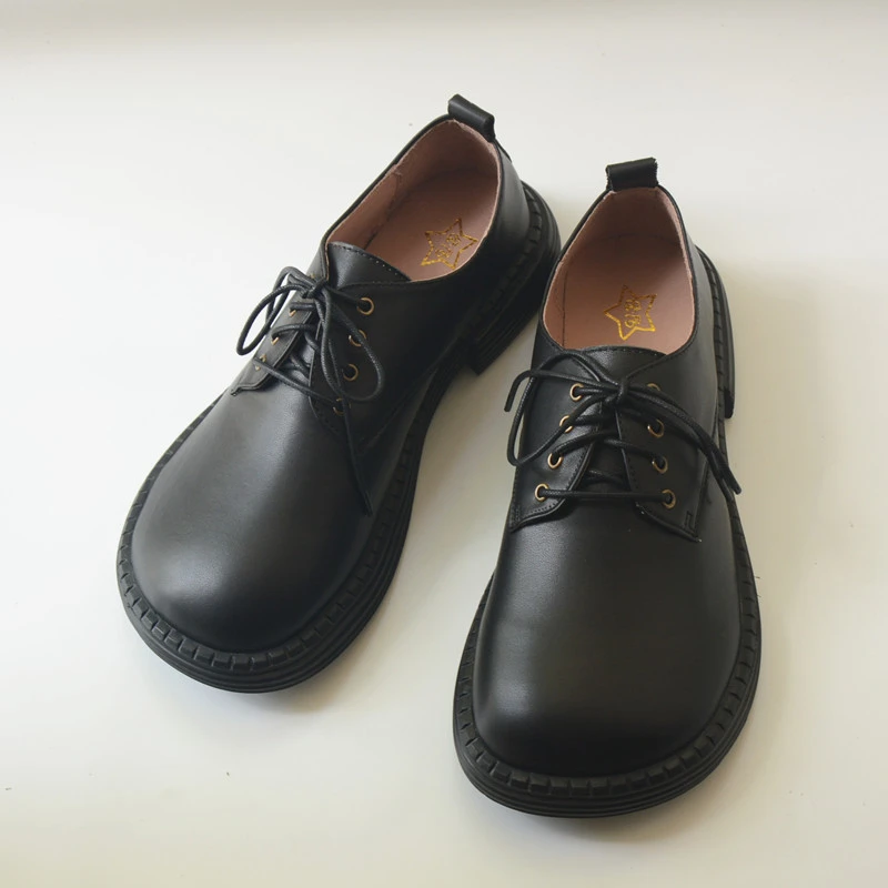 宽脚板大头男士百搭休闲时尚日系丑萌学院系外贸真皮鞋潮流爆款