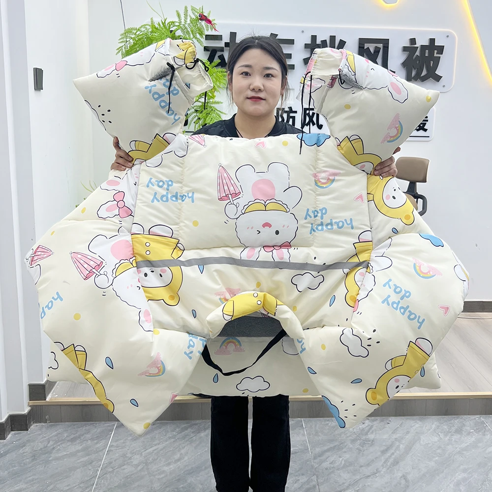 新款电动车挡风被冬季加绒加厚电瓶摩托车防水防风罩春秋冬款