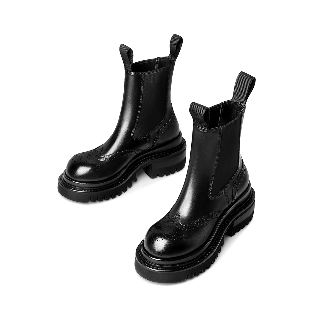 HYSN设计师新款厚底切尔西靴女百搭马丁靴套筒短靴英伦烟筒靴