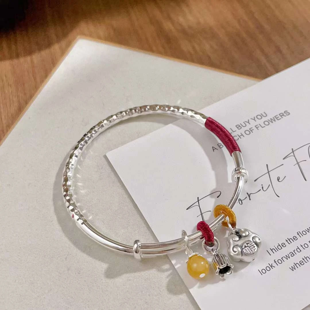 足银手镯 纯银编织手镯时尚简约百搭轻奢精致个性设计感精美手工