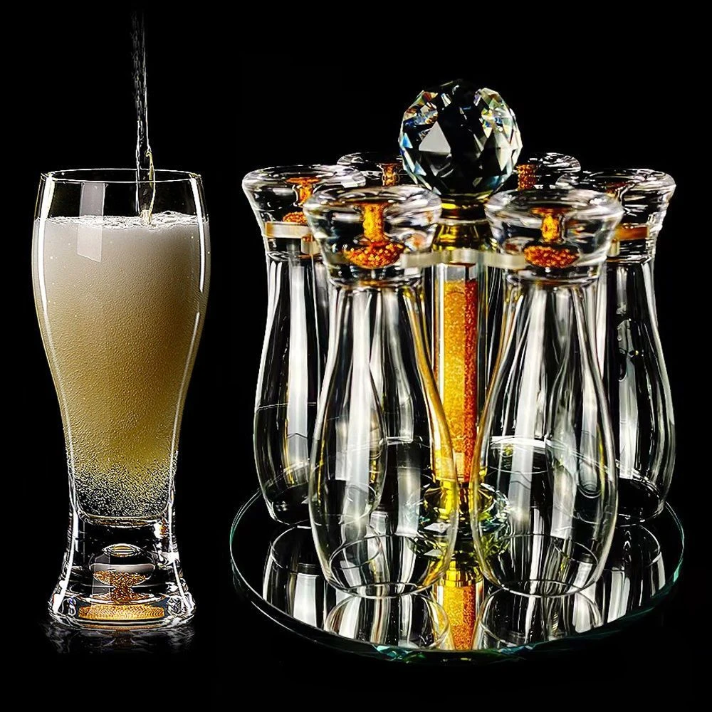 创意厚底水晶玻璃喝水杯无铅扎啤杯可乐杯金箔啤酒杯果汁杯饮料杯