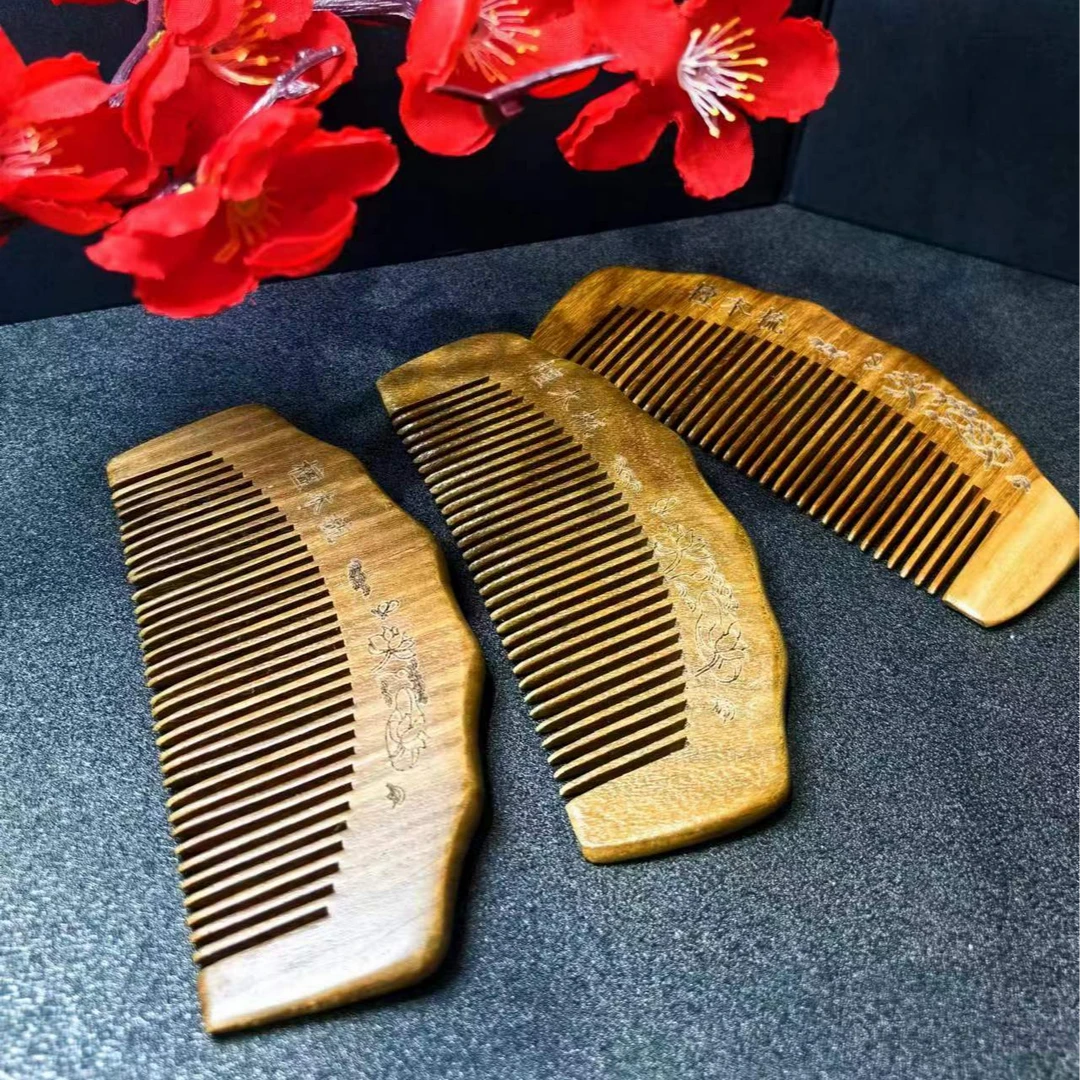 江德洋珠宝S6295金丝檀檀香木梳子-长13cm左右-多样性发只发一件