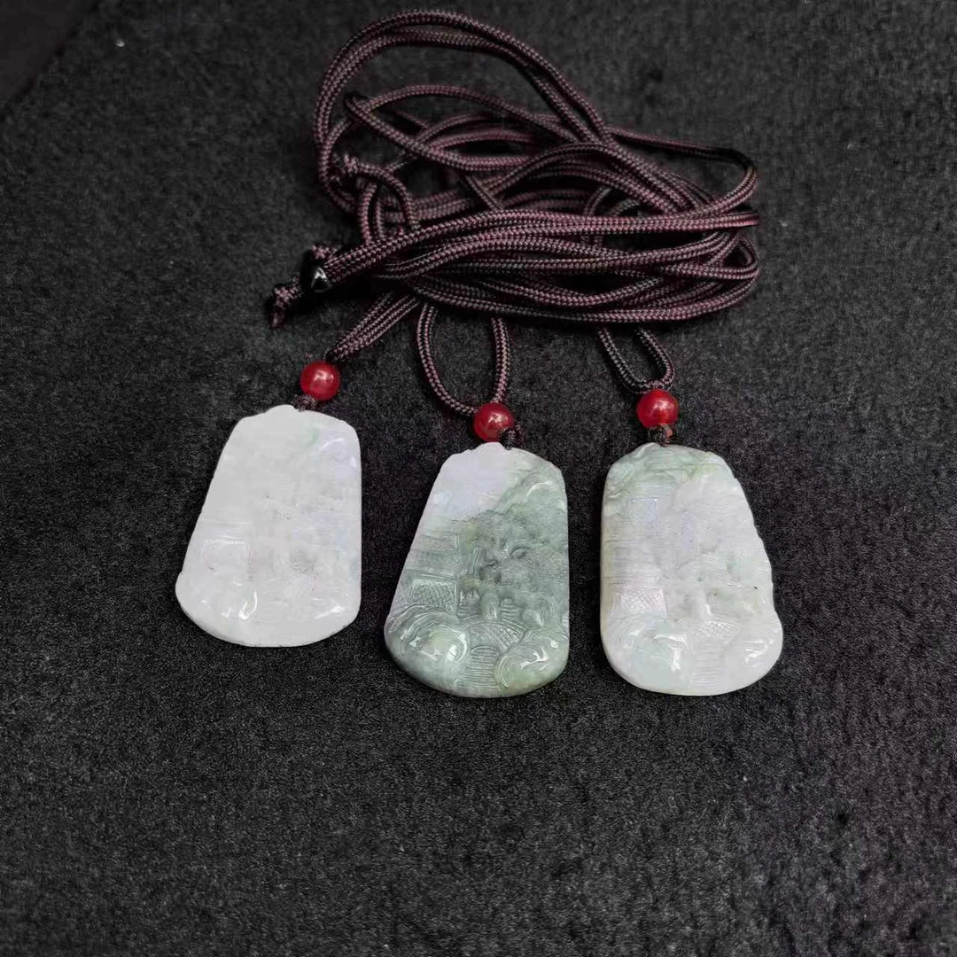 江德洋珠宝A5144缅甸翡翠A货山水牌-配绳-多样性发货只发一件