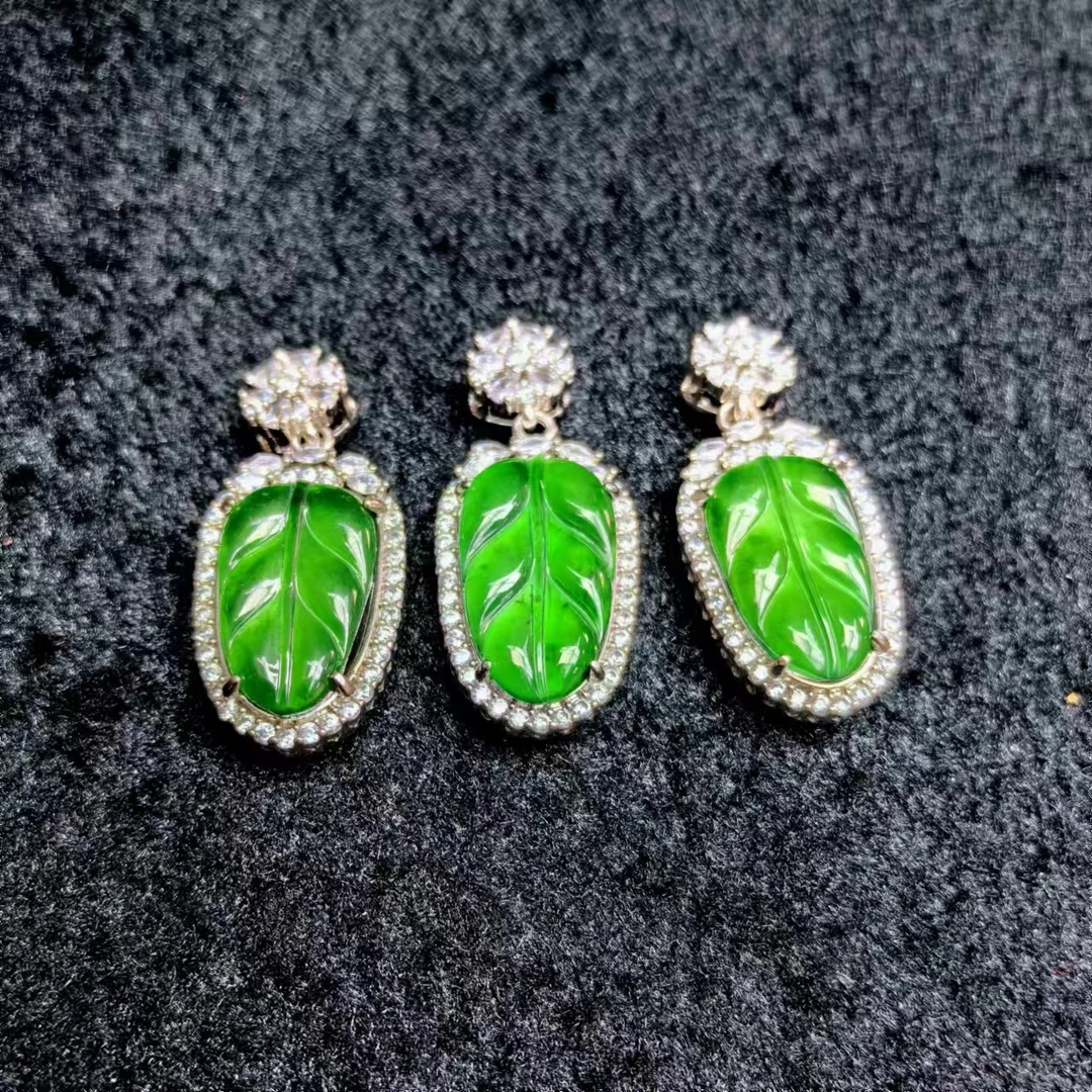 江德洋珠宝AT5090翡翠A货绿叶子吊坠-配链/绳-多样性发货只发一件