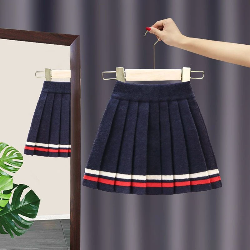 【冬季大促】女童百褶裙2022新款春秋大童秋装儿童学院红色公主