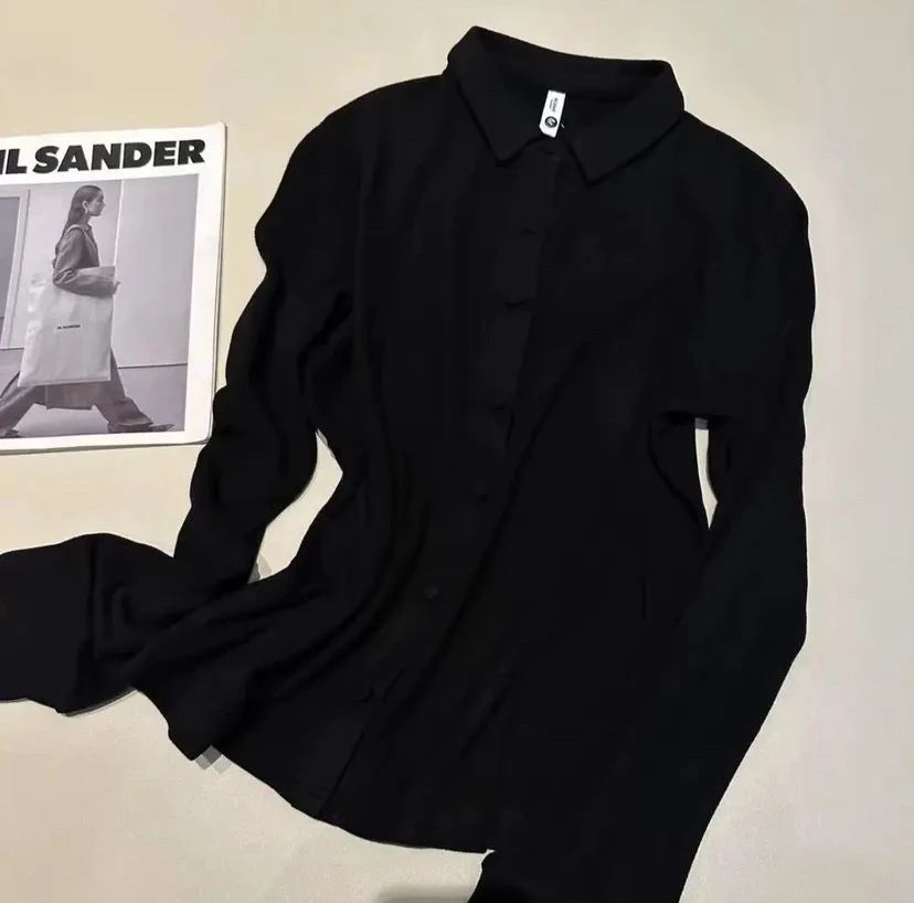 2024 秋冬款衬衫领设计感时尚百搭长袖显瘦上衣款女958