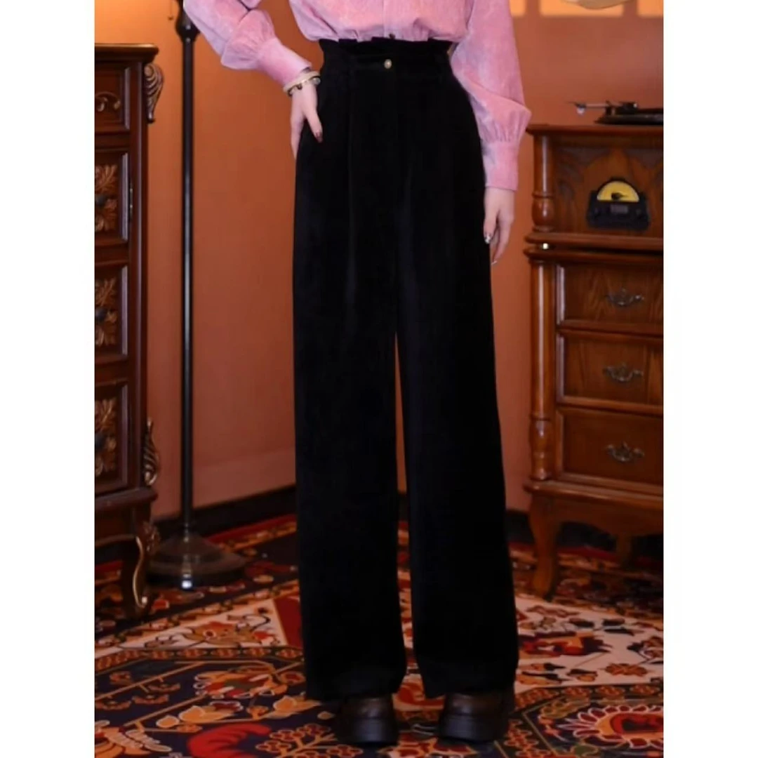 西西【夜幕降临】港风气质复古百搭显瘦高腰女装新款裤子01250