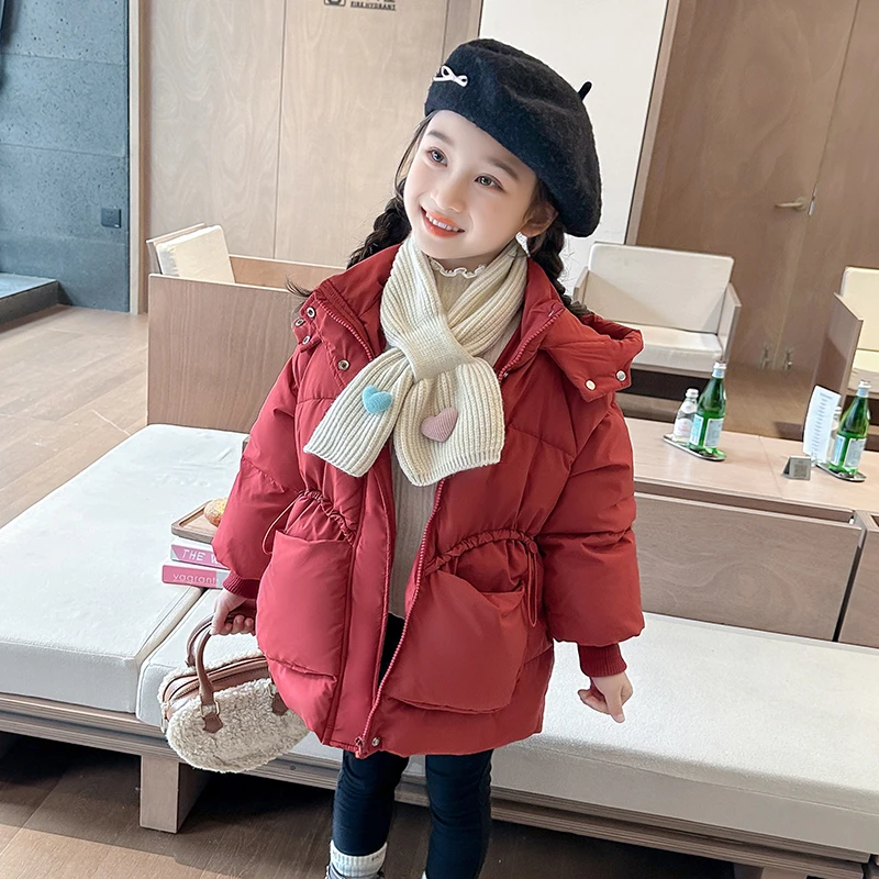 女童棉衣中长款宝宝冬装洋气1-8岁3女孩新款加厚外套儿童韩版棉服