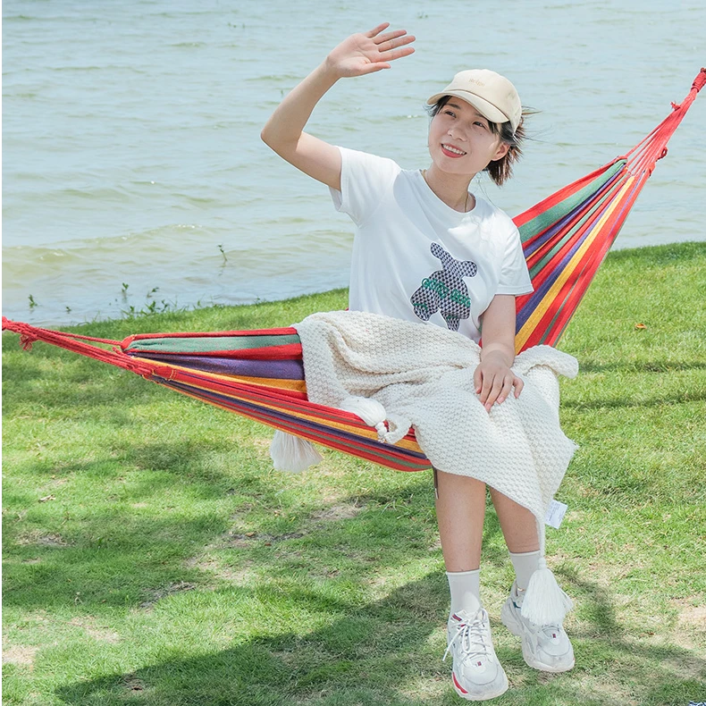 彩虹色户外休闲单人吊床