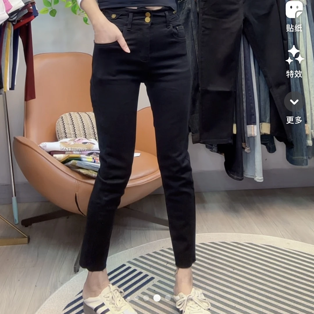 抓毛底小脚牛仔裤76080弹力百搭修身显瘦牛仔长裤