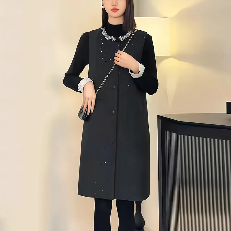 小香风背心连衣裙女2024年秋冬新款亮片时尚显瘦洋气休闲无袖裙子