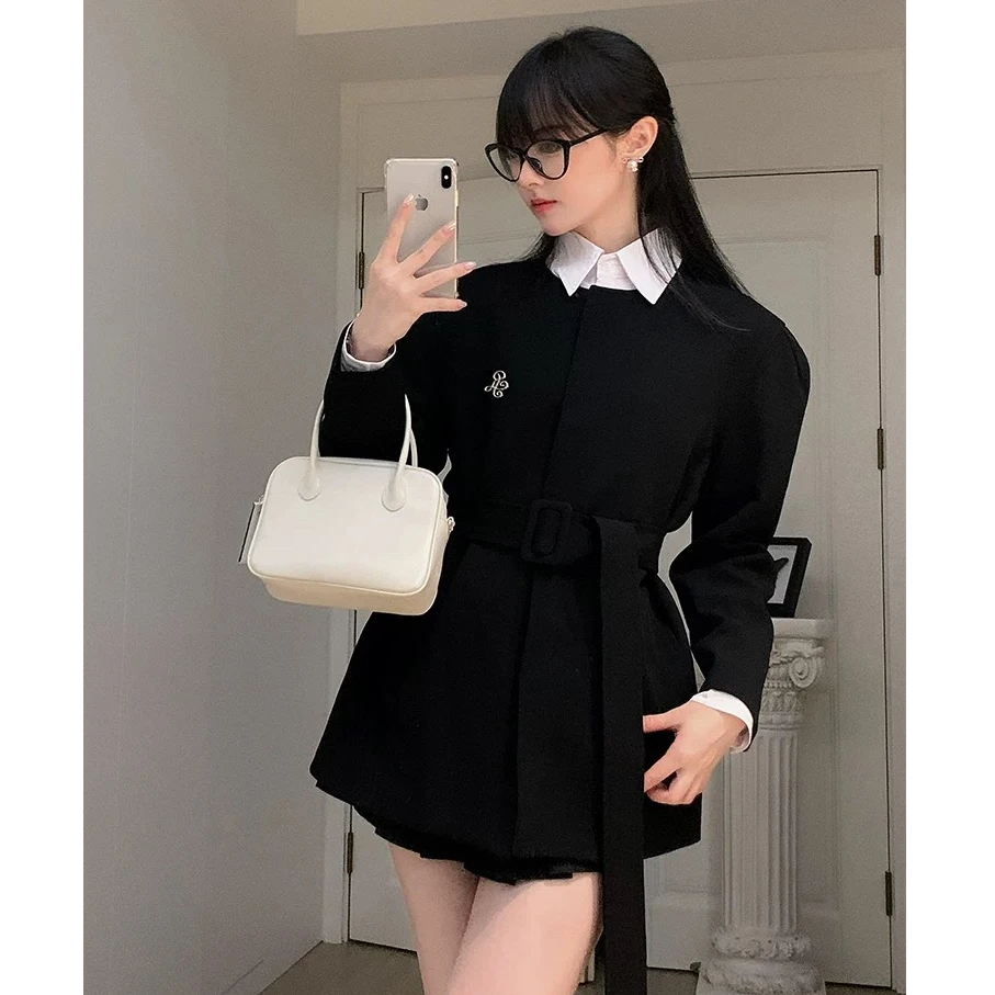 秋季韩系气质高级感收腰显瘦黑色西装外套女春秋新款休闲西服套装